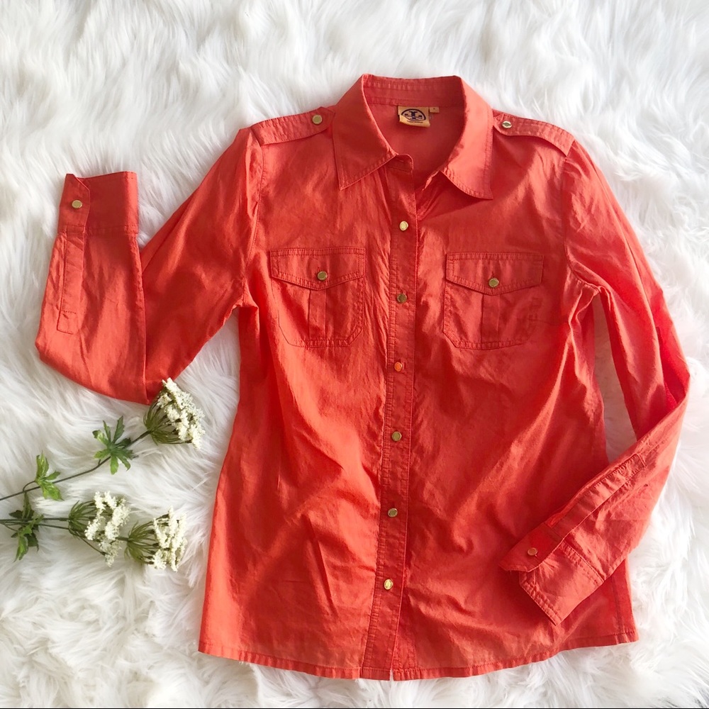 Tory Burch Shirt Button Up Top Blouse Cotton